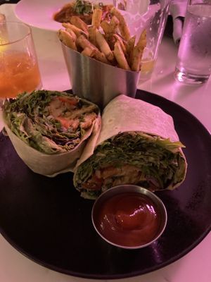“Chicken” Caesar Wrap & Fries  at P.S. Kitchen in New York City