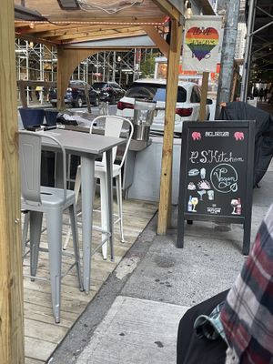 Outdoor seating   at P.S. Kitchen in New York City