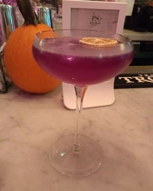 Tasty, beautifully crafted lavendar cocktail. Quite strong too!  at P.S. Kitchen in New York City