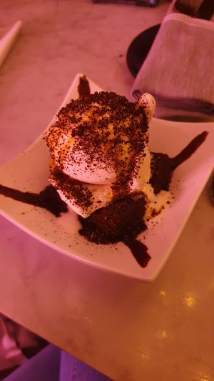 Brownie with ice cream at P.S. Kitchen in New York City