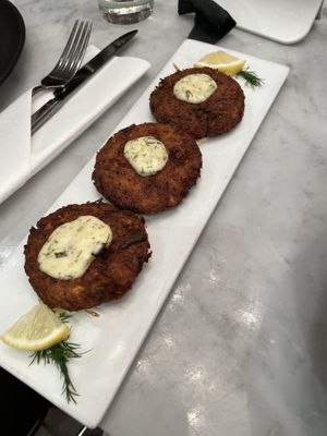 Crab cakes  at P.S. Kitchen in New York City