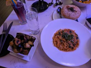 Brussels sprouts, pot pie, pasta at P.S. Kitchen in New York City