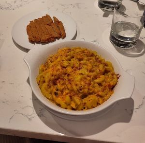 Mac & cheese (with crispy chickn as an extra) at P.S. Kitchen in New York City