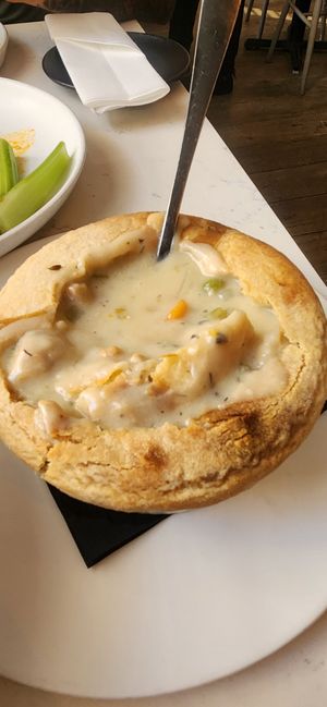Inside if chicken pot pie...so good!! at P.S. Kitchen in New York City