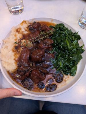 Seitan Marsala with mashed potatoes, excellent! at P.S. Kitchen in New York City