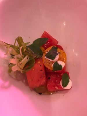 Watermelon & tomato salad  at P.S. Kitchen in New York City