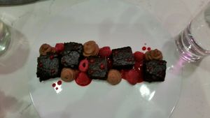 chocolate cake with chocolate mousse  at P.S. Kitchen in New York City