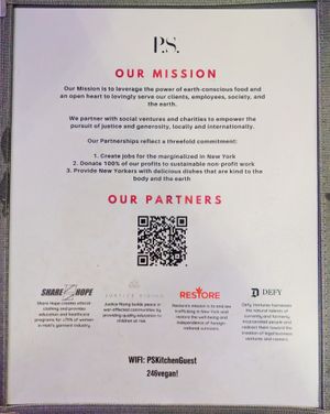 Menu page at P.S. Kitchen at P.S. Kitchen in New York City