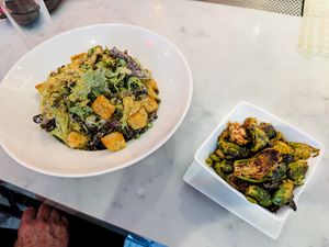 Salad and Brussel Sprouts at P.S. Kitchen at P.S. Kitchen in New York City