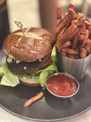 Their burgers and sweet potato fries hit the spot  at P.S. Kitchen in New York City