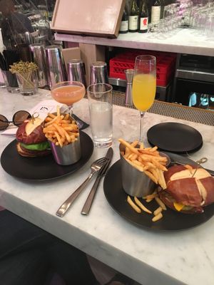 PS burger and the BBQ burger!  at P.S. Kitchen in New York City