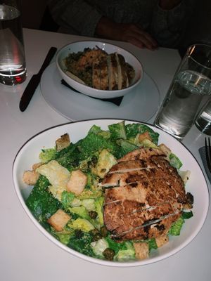 Farro salad and the Caesar salad at P.S. Kitchen in New York City