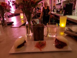 Mushroom skewers at P.S. Kitchen in New York City