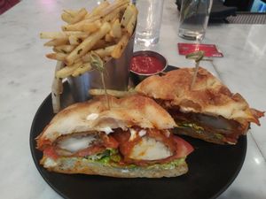 Bbq maitake s/o truffle fries 🍟 at P.S. Kitchen in New York City