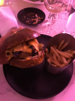 Smokey BBQ Burger and Chips at P.S. Kitchen in New York City