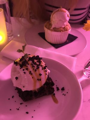Brownie with Coconut Ice Cream and Cashew Caramel Drizzle at P.S. Kitchen in New York City