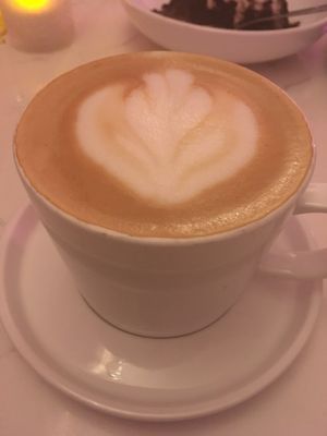 Oat milk latte at P.S. Kitchen in New York City