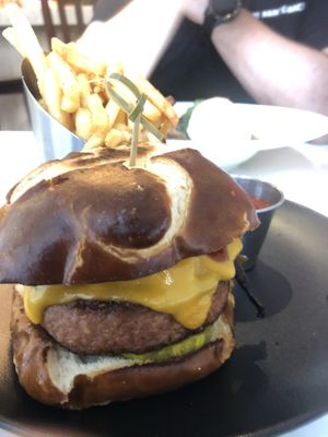 BBQ Beyond meat Burger  at P.S. Kitchen in New York City