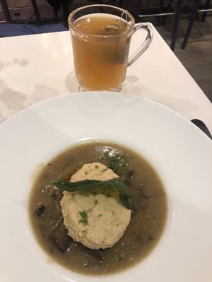 Biscuit and gravy with a hot toddy... yum at P.S. Kitchen in New York City