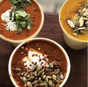 So many choices...! My fave is the Spicy Pumpkin (vegan) topped with Raglan Coconut Yogurt and roasted seeds!  at Dripping Bowl - Food Trailer in Wanaka