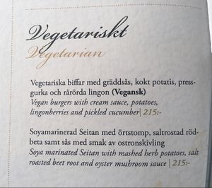 veg menu  at Ulla Winbladh in Stockholm