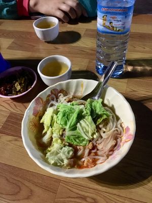 Shan noodles (a bit spicy plus peanuts means heaven)  at Ngaung Shwe Thu in Nyaungshwe