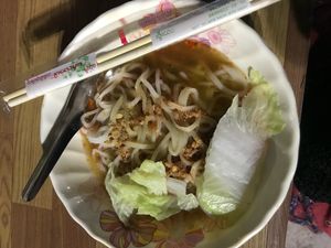 Vegan Shan noodles  at Ngaung Shwe Thu in Nyaungshwe