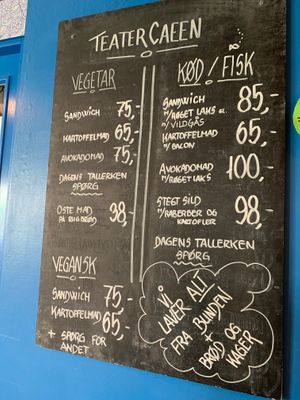 The menu at Teater Cafeen in Nykobing