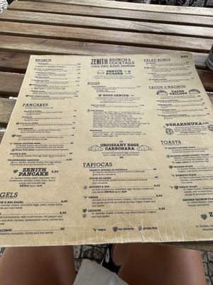 Menu   at Zenith in Porto