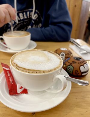 Latte with coconut milk at Crumbs Bread Factory - Mesrop Mashtots in Yerevan