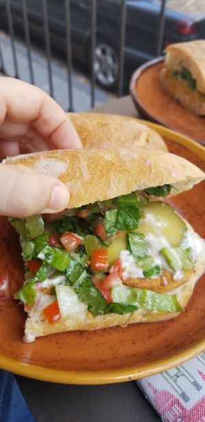 Falafel sandwhich at Crumbs Bread Factory - Mesrop Mashtots in Yerevan