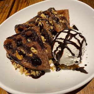 The amazing churro waffle!! at Seabirds Kitchen in Long Beach