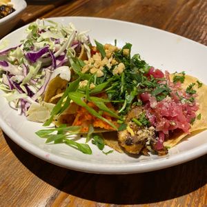 One of each of the 3 tacos at Seabirds Kitchen in Long Beach