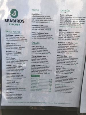 Menu 6/21 at Seabirds Kitchen in Long Beach