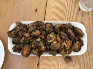 Burned Brussel Sprouts  at Seabirds Kitchen in Long Beach