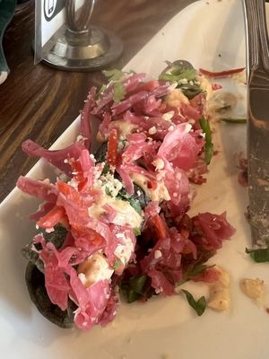 Purple taquitos- the pickled top was great  at Seabirds Kitchen in Long Beach