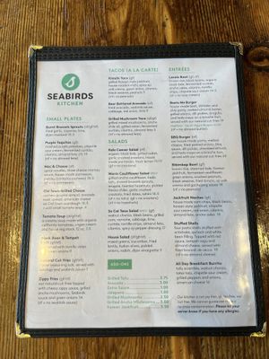 Food Menu   at Seabirds Kitchen in Long Beach