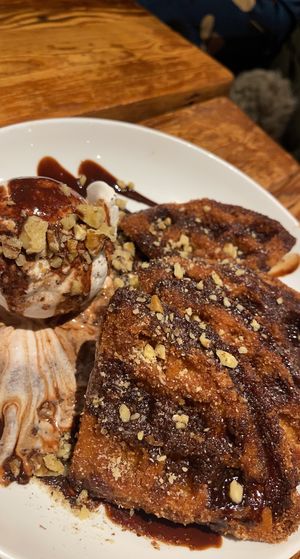 Churro Waffle with ice cream!  at Seabirds Kitchen in Long Beach