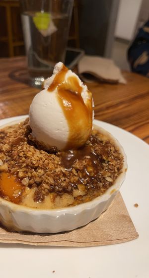 Peach Whisky cobbler.  at Seabirds Kitchen in Long Beach