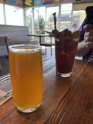 OJ and bloody mary  at Seabirds Kitchen in Long Beach