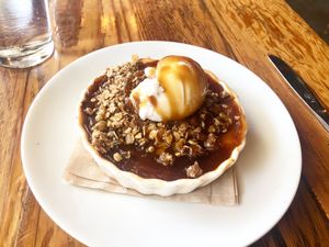 Delicious Whisky Peach Cobbler. This completed a delicious meal.   at Seabirds Kitchen in Long Beach