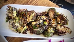 Perfectly cooked brussels sprouts  at Seabirds Kitchen in Long Beach