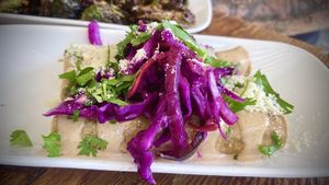 Purple potato taquitos  at Seabirds Kitchen in Long Beach