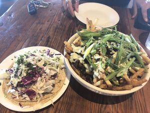 Thursday special fries and an avo taco at Seabirds Kitchen in Long Beach