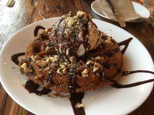 Churro waffle worth the trip alone at Seabirds Kitchen in Long Beach