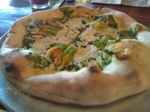 squash blossom pizza!! at Seabirds Kitchen in Long Beach