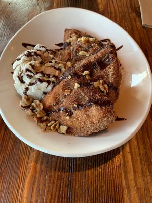 Churro waffle with ice cream .  at Seabirds Kitchen in Long Beach