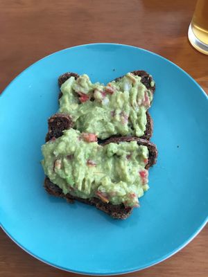 Guacamole toast (appetizer for menu de la dia) at Twins Cafe GF in Lima
