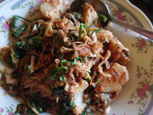 Lotek kupat (lotek with rice cake)  at Pak Mul Lotek - Food Stall in Yogyakarta