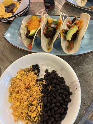 Falafel taco plate w beans   at Ed's Cantina & Grill in Estes Park